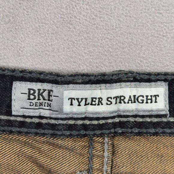 BKE Tyler Jeans Mens 34L Black Straight Leg Stretch Denim Western Grunge 36x33 - Picture 8 of 13